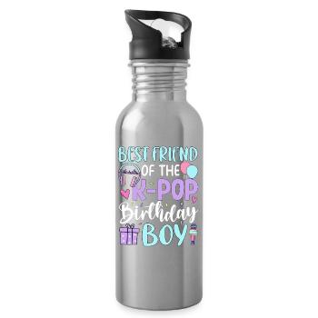 Best Friend of The K Pop Birthday Boy - Trinkflasche mit integriertem Trinkhalm - Lightsilver - Rechts