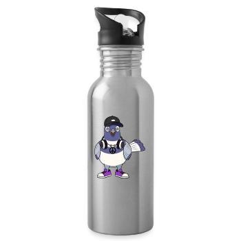 Tauben-DJ Peace-Vibe - Trinkflasche mit integriertem Trinkhalm - Lightsilver - Rechts