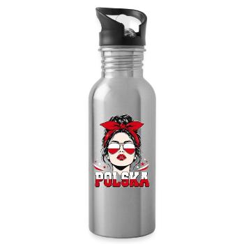 Polska Frau Sonnenbrille Flaggen Fan Design - Trinkflasche mit integriertem Trinkhalm - Lightsilver - Rechts
