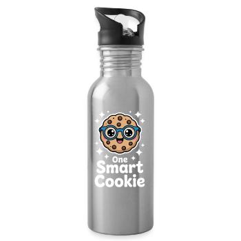 Un Cookie Intelligent - Cookie Intelligent avec des Lunettes - Gourde avec paille intégrée - argent clair - Droite