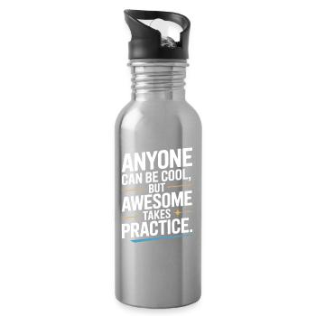 Anyone Can Be Cool Awesome Nerd Gamer Geek Irony - Water bottle with straw - silver - Right