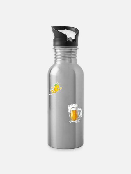Radler Bier Lustige Zitrone Feierlaune - Trinkflasche mit integriertem Trinkhalm - Lightsilver