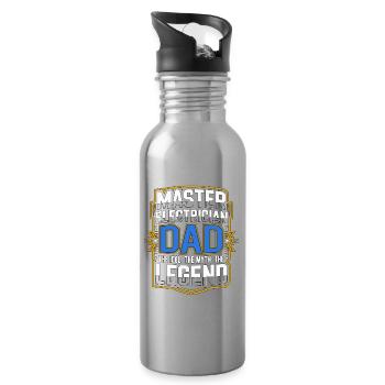 Master Electrician Dad The Electrical Technician - Water bottle with straw - silver - Right