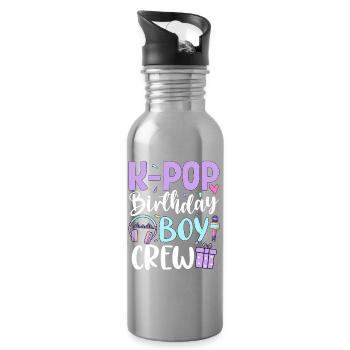 K Pop Birthday Boy Crew - Trinkflasche mit integriertem Trinkhalm - Lightsilver - Rechts