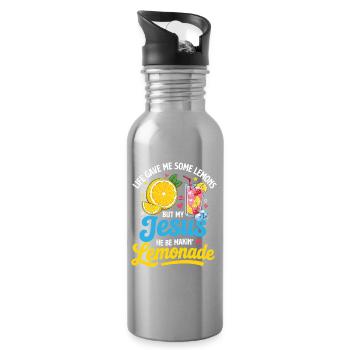Jésus faisant de la limonade de l’humour chrétien - Gourde avec paille intégrée - argent clair - Droite