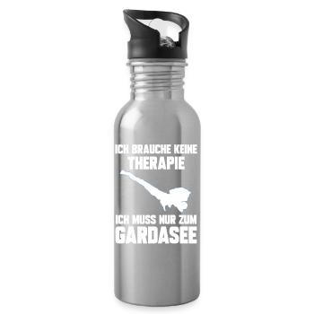 Ich brauche keine Therapie ich muss zum Gardasee - Trinkflasche mit integriertem Trinkhalm - Lightsilver - Rechts
