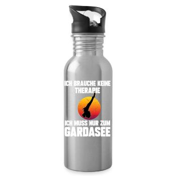 Ich brauche keine Therapie ich muss zum Gardasee - Trinkflasche mit integriertem Trinkhalm - Lightsilver - Rechts