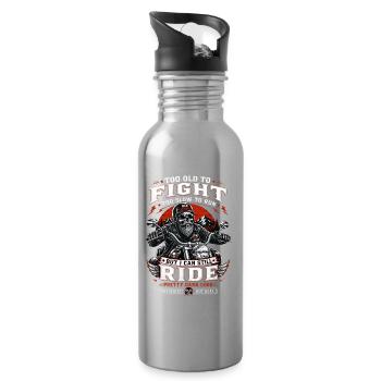 Old School Skeleton Rider - Trinkflasche mit integriertem Trinkhalm - Lightsilver - Rechts