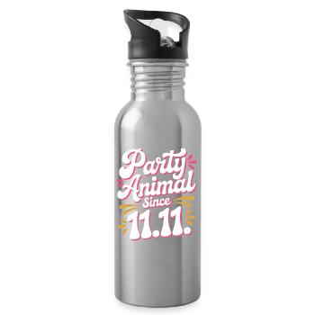 Karneval Party Kölner Animal Since 11.11. Köln - Water bottle with straw - silver - Right