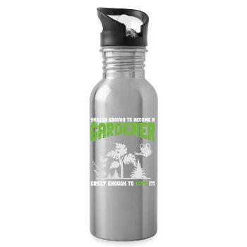 Proud Gardener Quote - Water bottle with straw - silver - Right