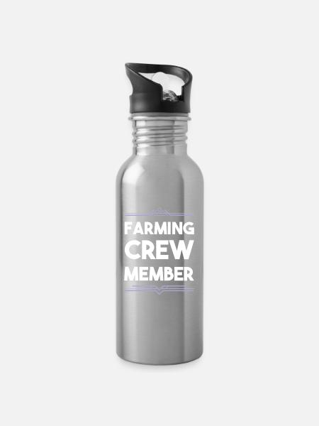 Farming Crew - Trinkflasche mit integriertem Trinkhalm - Lightsilver