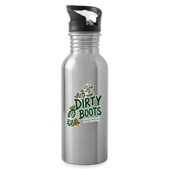 Dirty Boots Good Mood Hiking Trail Adventure Quote - Water bottle with straw - silver - Right