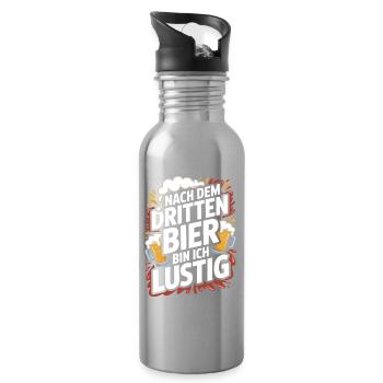 Bier Nach Dem Dritten Bier Lustig JGA Party Malle - Trinkflasche mit integriertem Trinkhalm - Lightsilver - Rechts