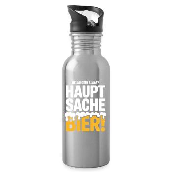 Bier Karneval Fasching Köln Helau oder Alaaf Bier - Trinkflasche mit integriertem Trinkhalm - Lightsilver - Rechts
