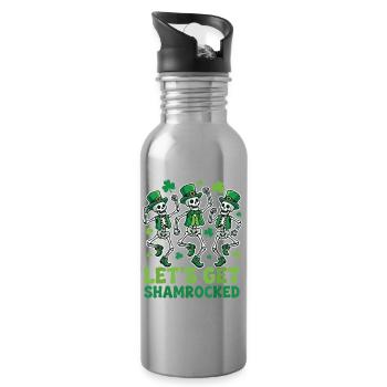Trèfle squelette Jour de la Saint-Patrick - Gourde avec paille intégrée - argent clair - Droite
