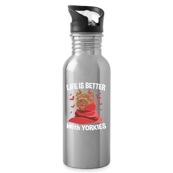 Yorkshire Terrier - Gourde avec paille intégrée - argent clair - Droite