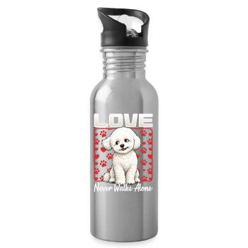 Race de chien Bichon Frisé - Gourde avec paille intégrée - argent clair - Droite
