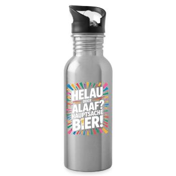 Bier Karneval Fasching Köln Helau oder Alaaf Bier - Trinkflasche mit integriertem Trinkhalm - Lightsilver - Rechts