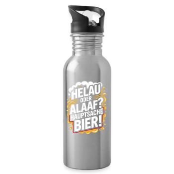 Bier Karneval Fasching Köln Helau oder Alaaf Bier - Trinkflasche mit integriertem Trinkhalm - Lightsilver - Rechts