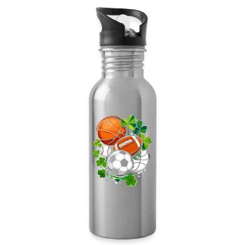 Keltischer Sportmix mit Kleeblättern - Trinkflasche mit integriertem Trinkhalm - Lightsilver - Rechts