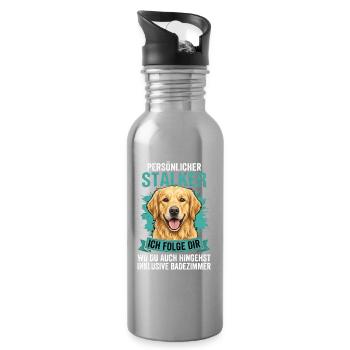 Golden Retriever Stalker - Trinkflasche mit integriertem Trinkhalm - Lightsilver - Rechts