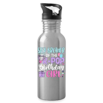 Step Brother of The K-Pop Birthday Girl - Water bottle with straw - silver - Right