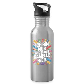 Karneval Nur Wegen Der Kamelle Hier Karnevalszug - Trinkflasche mit integriertem Trinkhalm - Lightsilver - Rechts