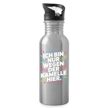 Karneval Nur Wegen Der Kamelle Hier Karnevalszug - Trinkflasche mit integriertem Trinkhalm - Lightsilver - Rechts