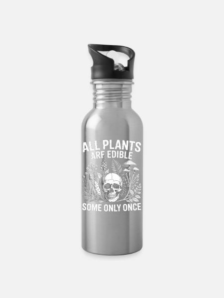 Alle Pflanzen essbares Schädeldesign - Trinkflasche mit integriertem Trinkhalm - Lightsilver