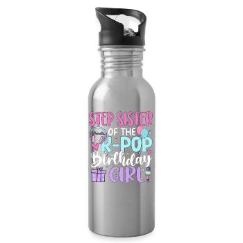 Step Sister of The K-Pop Birthday Girl - Trinkflasche mit integriertem Trinkhalm - Lightsilver - Rechts