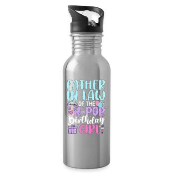 Father In Law of The K-Pop Birthday Girl - Trinkflasche mit integriertem Trinkhalm - Lightsilver - Rechts