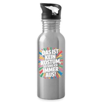 Karneval Das Ist Kein Kostüm Fasching Halloween - Trinkflasche mit integriertem Trinkhalm - Lightsilver - Rechts