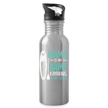 Kayaker Mama est mon nom Le kayak est mon jeu - Gourde avec paille intégrée - argent clair - Droite