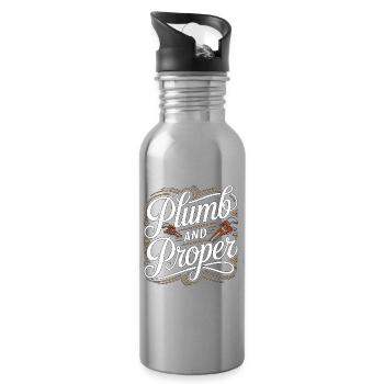 Master Plumber Plumb And Proper Skilled Tradesman - Trinkflasche mit integriertem Trinkhalm - Lightsilver - Rechts