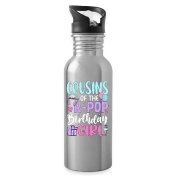 Cousins de la fille anniversaire de la K-Pop - Gourde avec paille intégrée - argent clair - Droite