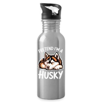 Husky Sprüche Huskies Lustiges Husky Geschenk - Trinkflasche mit integriertem Trinkhalm - Lightsilver - Rechts