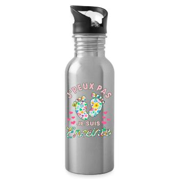 J'peux Pas Je Suis Enceinte Pieds Floral - Gourde avec paille intégrée - argent clair - Droite