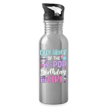 Parrain de la fille d’anniversaire de la K-Pop - Gourde avec paille intégrée - argent clair - Droite