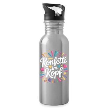 Konfetti Im Kopf Karneval Fasching Alaaf Kostüm - Trinkflasche mit integriertem Trinkhalm - Lightsilver - Rechts