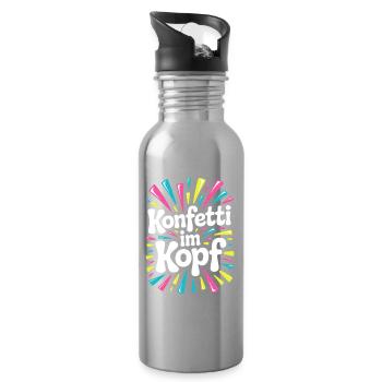 Konfetti Im Kopf Karneval Fasching Alaaf Kostüm - Trinkflasche mit integriertem Trinkhalm - Lightsilver - Rechts
