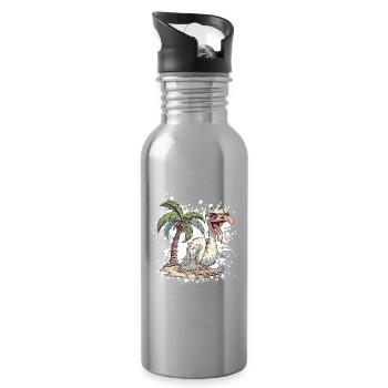 Strauß Sommer Comic - Trinkflasche mit integriertem Trinkhalm - Lightsilver - Rechts