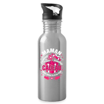 Maman Humour Meilleur Cadeau Boîte Surprise - Gourde avec paille intégrée - argent clair - Droite