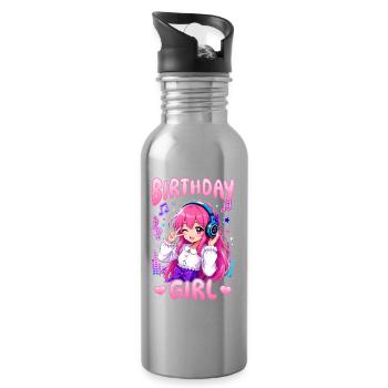 Anime and Music Chibi - Water bottle with straw - silver - Right