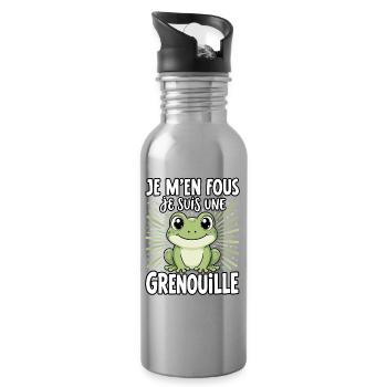 Je m'en fous je suis une grenouille - süßer Frosch - Trinkflasche mit integriertem Trinkhalm - Lightsilver - Rechts