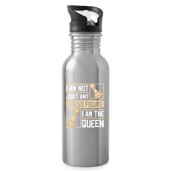 Schach Schachspieler Schachbrett - Trinkflasche mit integriertem Trinkhalm - Lightsilver - Rechts