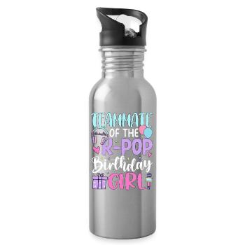 Coéquipière de la fille d’anniversaire de la K-Pop - Gourde avec paille intégrée - argent clair - Droite