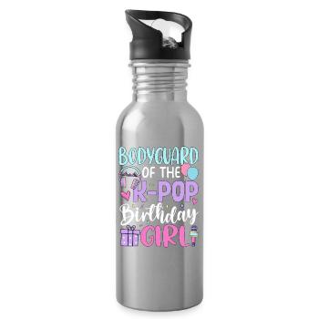Bodyguard Of The K-Pop Birthday Girl - Water bottle with straw - silver - Right
