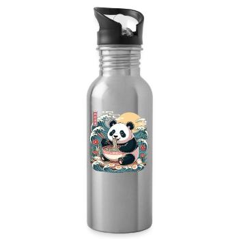Kawaii Panda Ramen-Liebhaber süße Anime-Wellen - Trinkflasche mit integriertem Trinkhalm - Lightsilver - Rechts