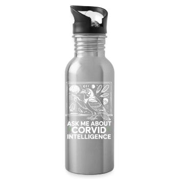 Intelligence Corvid Sagesse du Corbeau - Gourde avec paille intégrée - argent clair - Droite