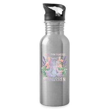 Yoga Katze Inneres Schnurren Namaste - Trinkflasche mit integriertem Trinkhalm - Lightsilver - Rechts